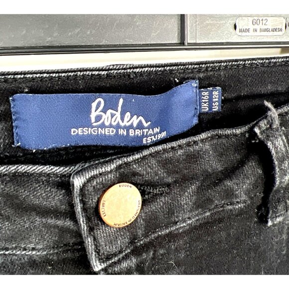 Boden Womens Black Denim Salisbury Side Split Jeans With Frayed Hem Size 12 - Picture 2 of 6